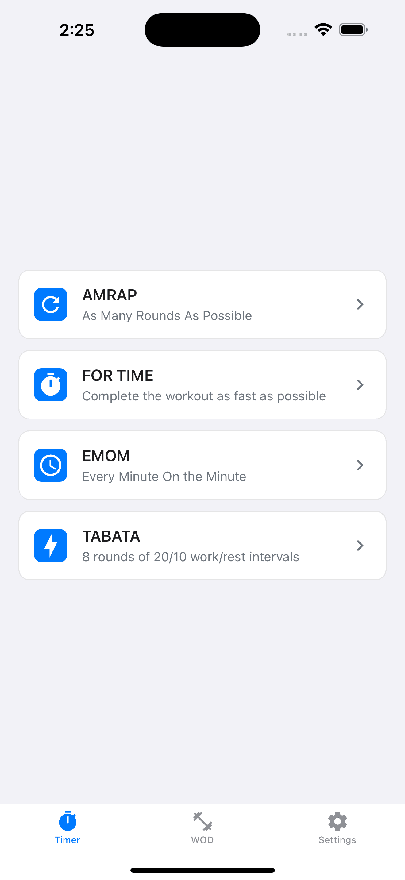 Fightie WOD App Screenshot 1